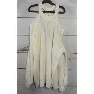 amaryllis size xs/sm white sweater with cut out shoulders fun cozy warm cute